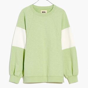 Madewell Loop-Back Textural Slub Terry Sweatshirt in Sunfaded Mint  Womens Large